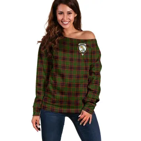 Buchan Tartan Off Shoulder Women Sweater with Family Crest