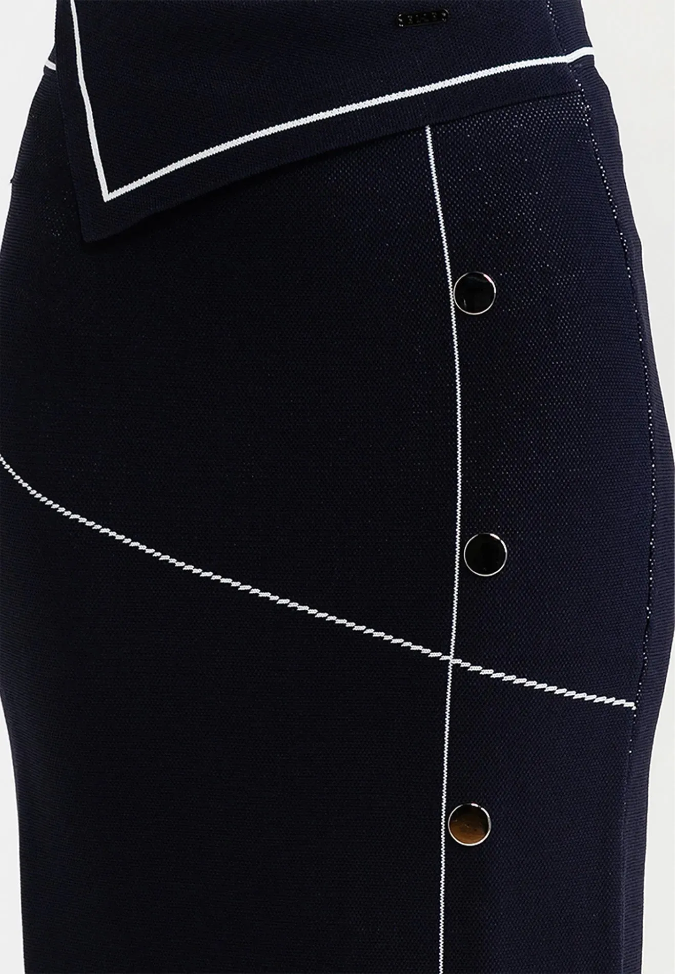 Button Details Knitted Pencil Skirt