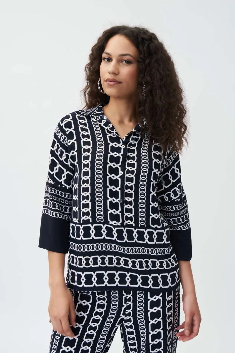 Chain Printed Top in Midnight Blue Multi 231215 by Joseph Ribkoff  - OUTLET SALE