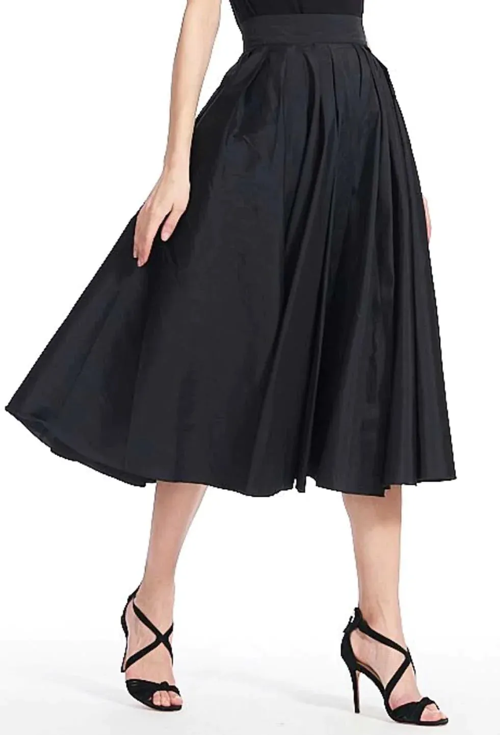 CHAMPAGNE TAFFETA TEA LENGTH MIDI SKIRT