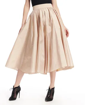 CHAMPAGNE TAFFETA TEA LENGTH MIDI SKIRT