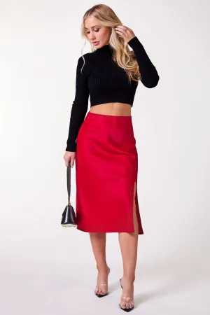 Cleo Red Satin Skirt