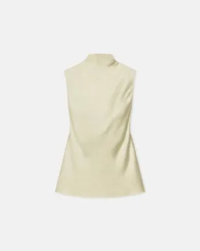 Colson - Crinkled-Satin Turtleneck Top - Green Tea