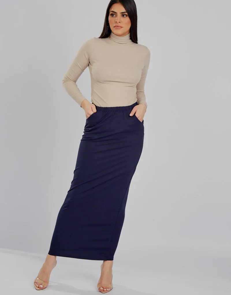 Cotton Pocket Pencil Skirt