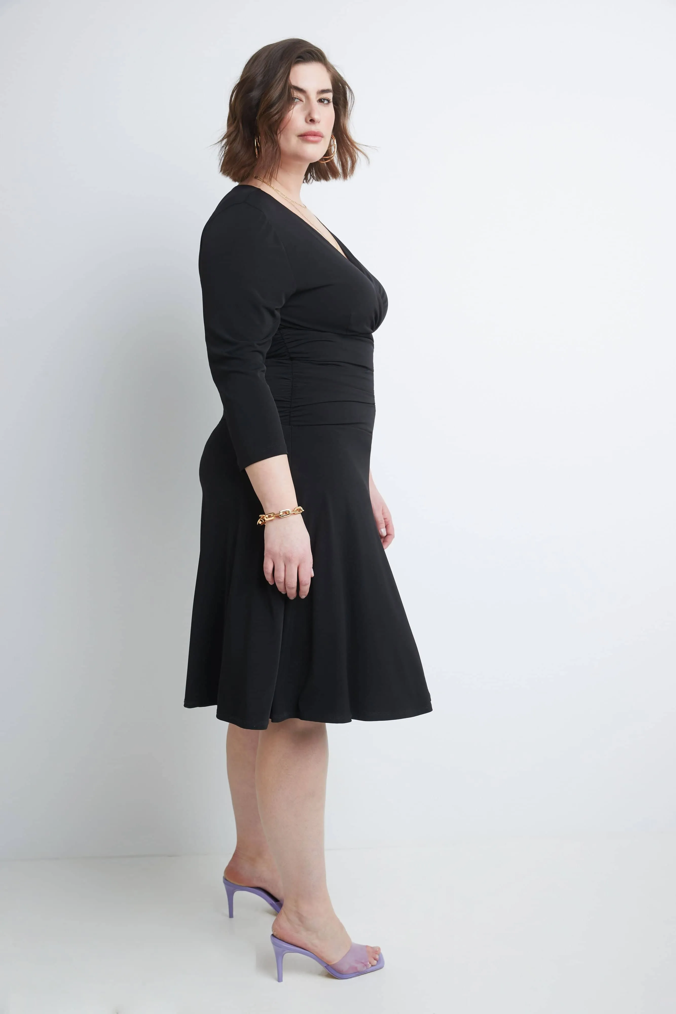 Curvy Form-Fitting Ruched Dress with Tummy Control