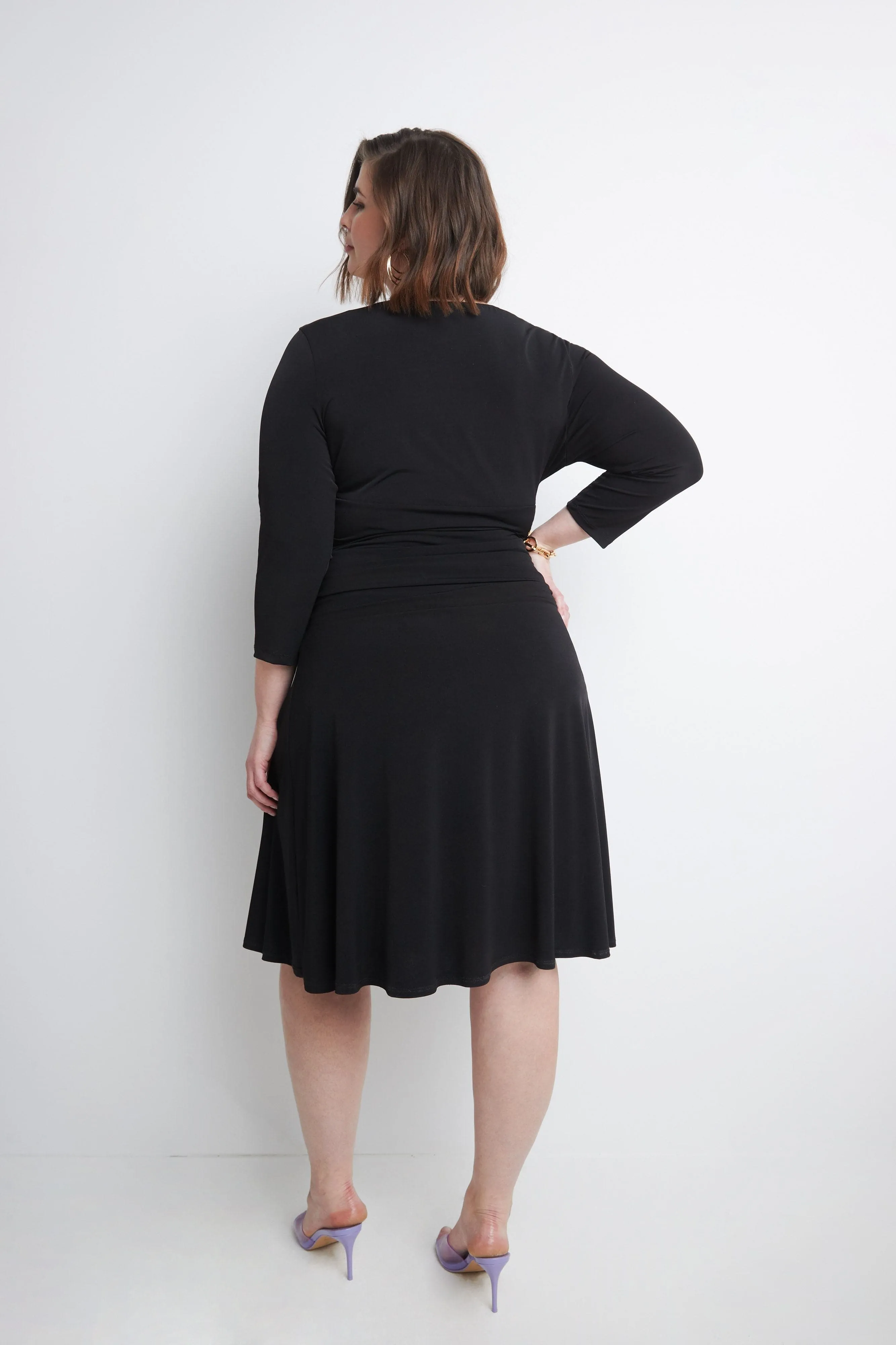 Curvy Form-Fitting Ruched Dress with Tummy Control