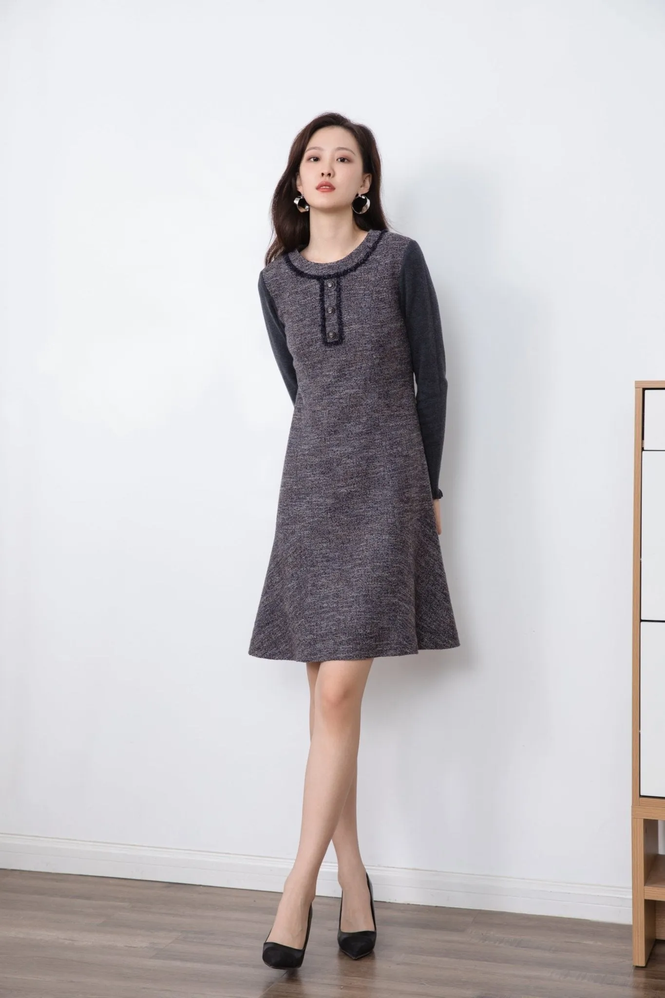 Dark Grey Tweed Dress