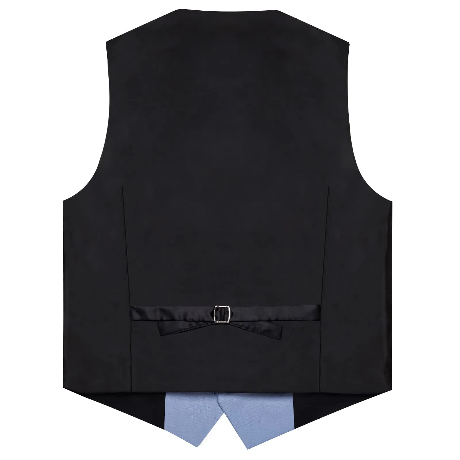 DiBanGu Mens Vest Carolina blue Solid V Neck Waistcoat Silk Dress Button Vest