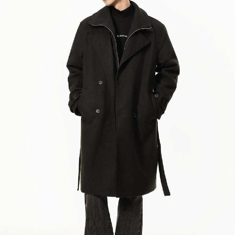 Double Breasted Men's Over the Knee Trench Coat – High Grade Elegance