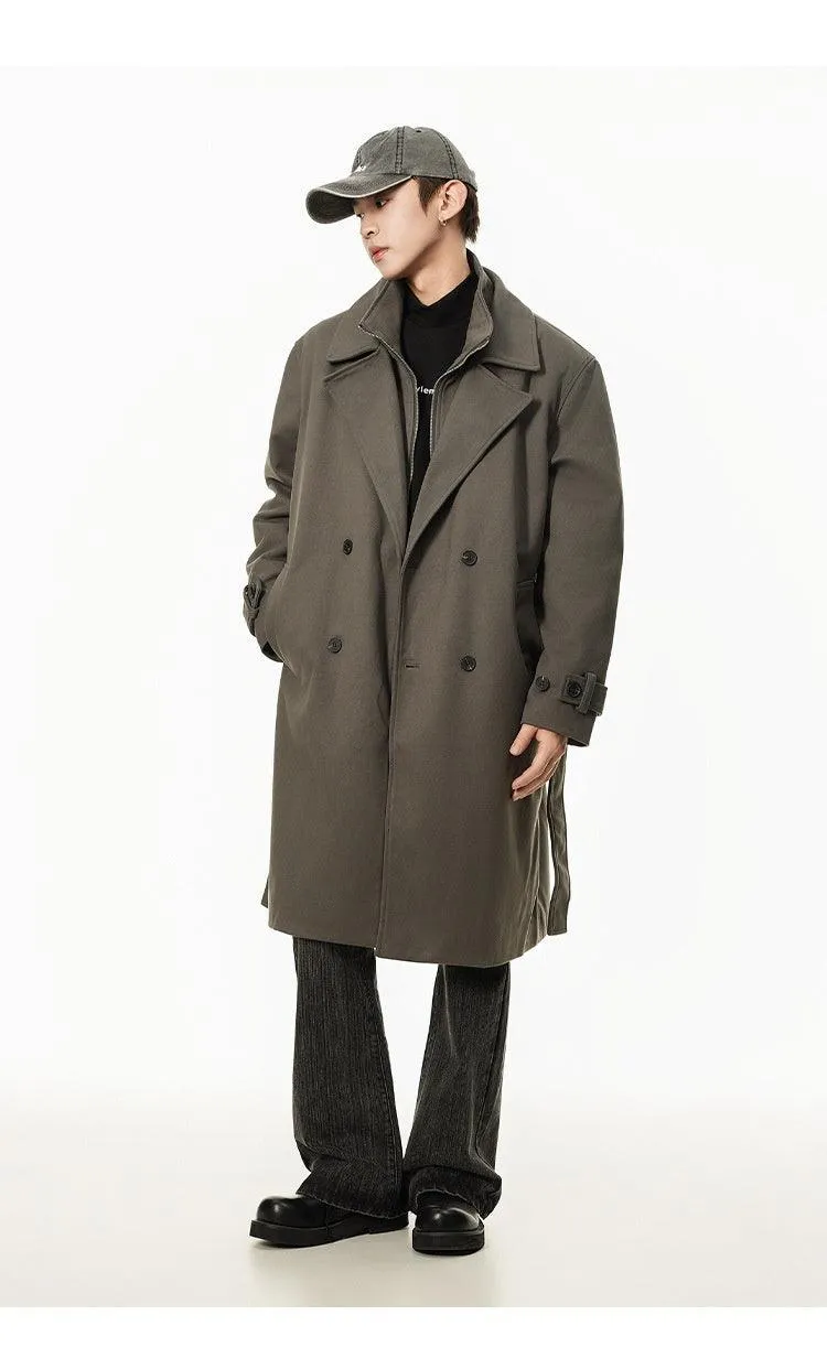 Double Breasted Men's Over the Knee Trench Coat – High Grade Elegance