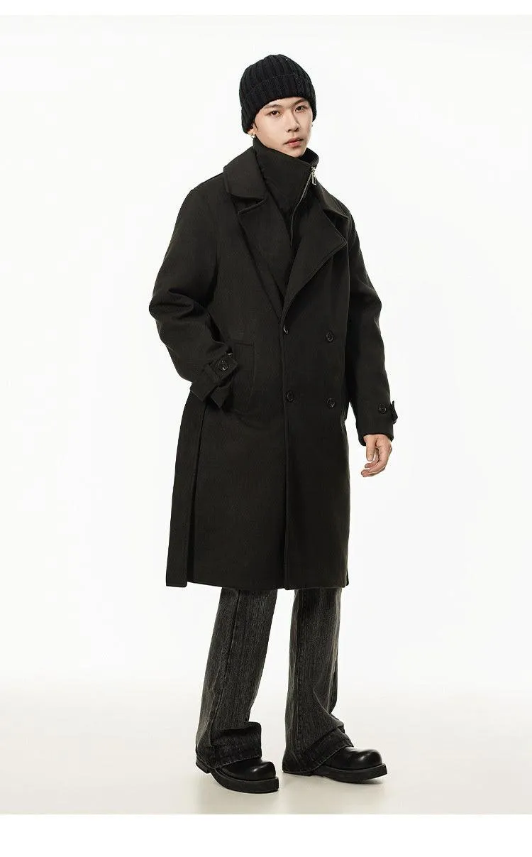 Double Breasted Men's Over the Knee Trench Coat – High Grade Elegance