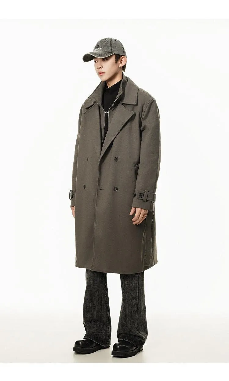 Double Breasted Men's Over the Knee Trench Coat – High Grade Elegance