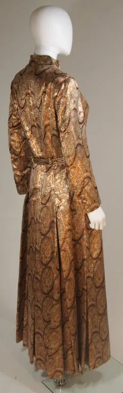 DYNASTY Bronze Paisley Coat with Beaded Belt Size 4-6