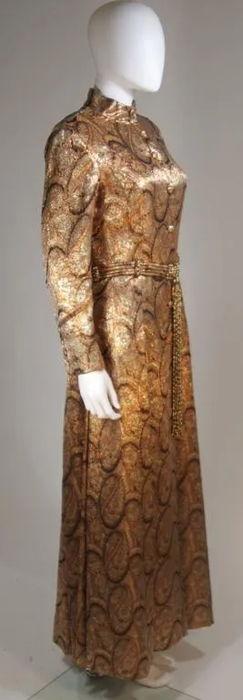 DYNASTY Bronze Paisley Coat with Beaded Belt Size 4-6