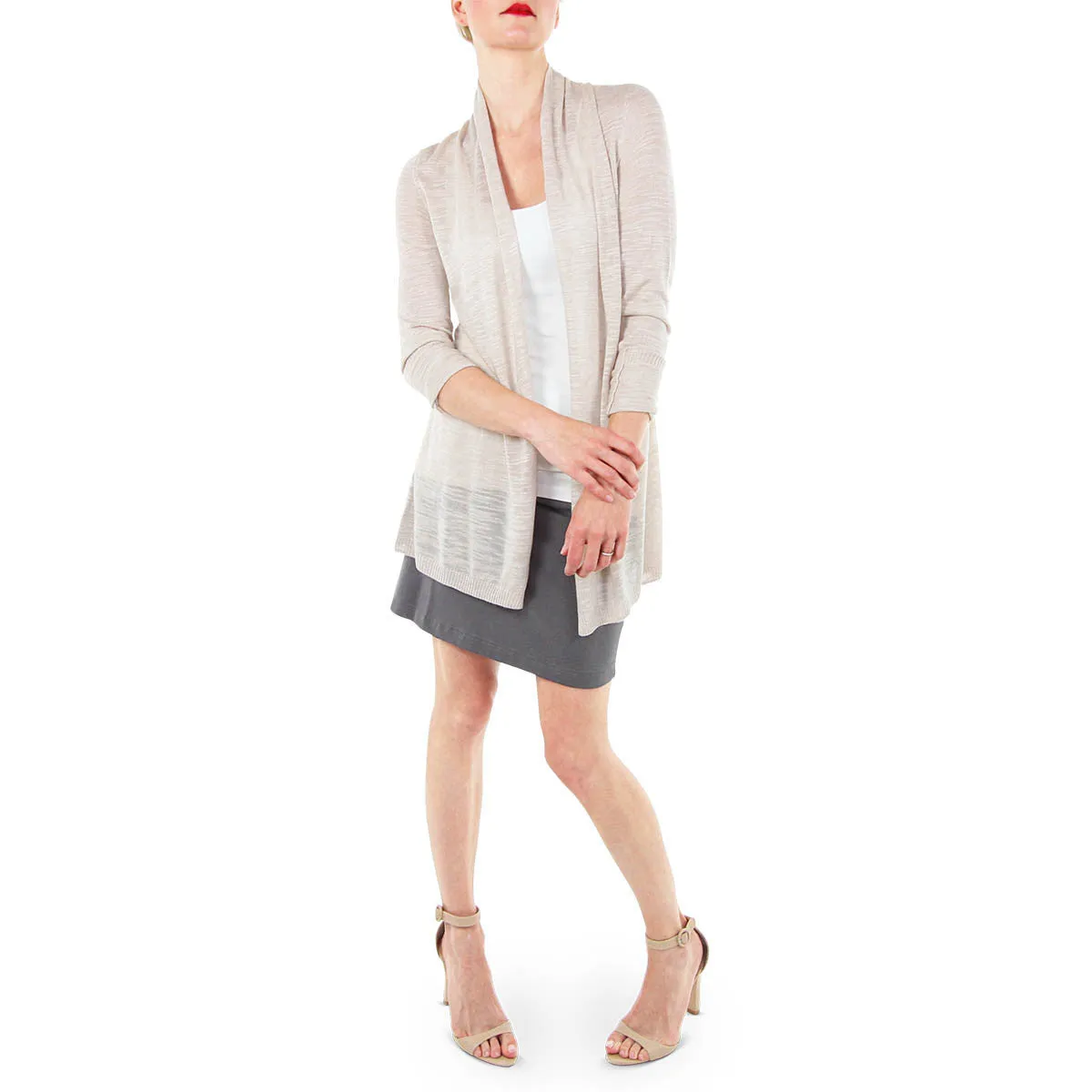 Elastic Waist Jersey Pencil Skirt in Dark Grey