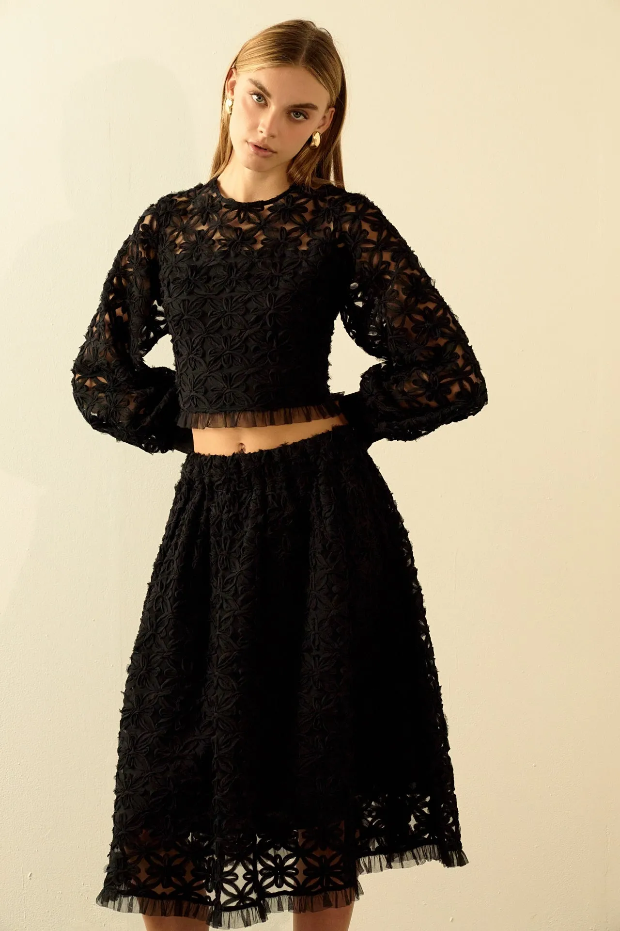 Endless Rose - Floral Lace Midi Skirt