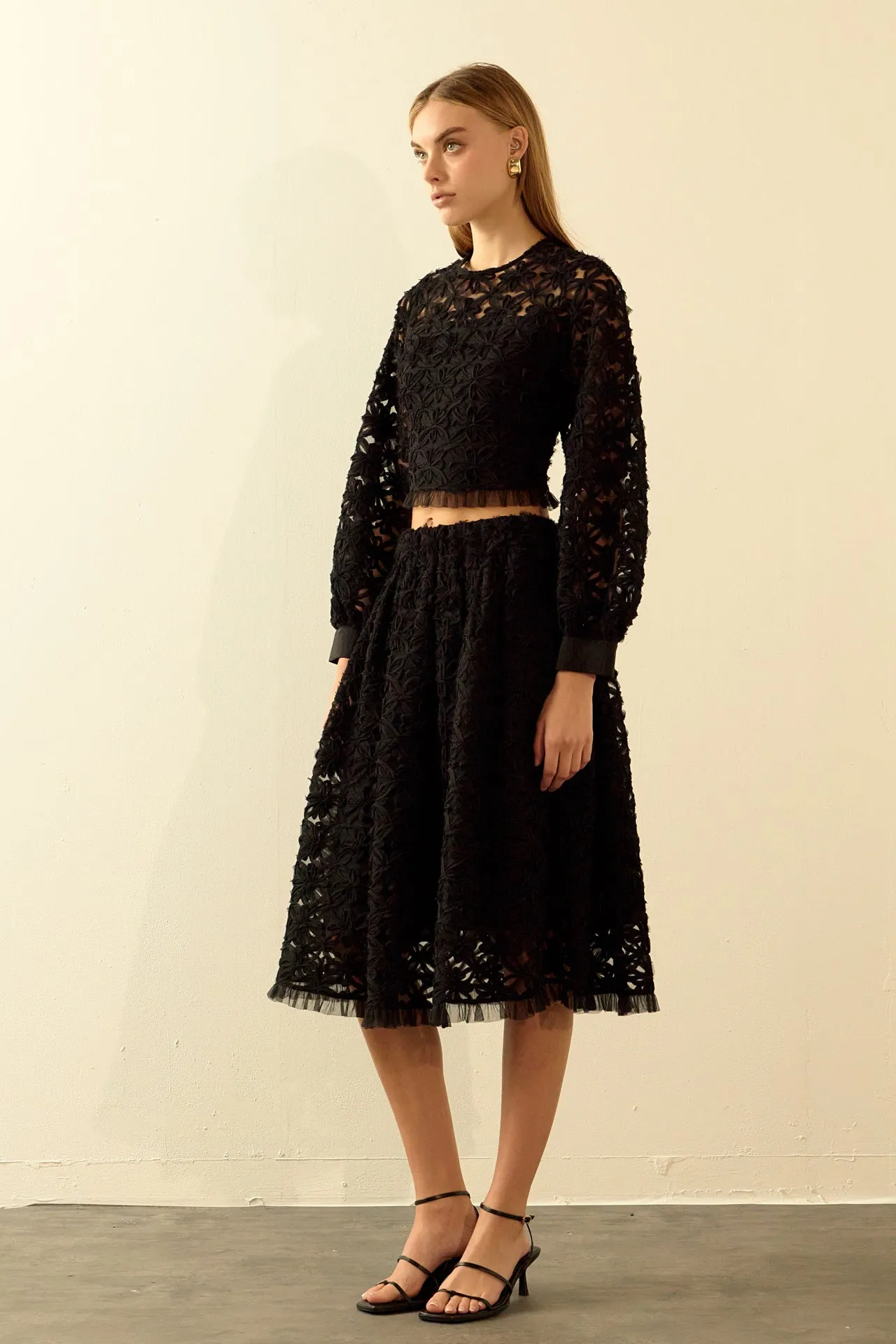 Endless Rose - Floral Lace Midi Skirt