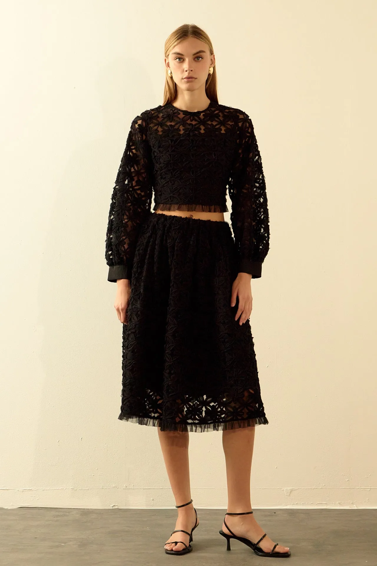 Endless Rose - Floral Lace Midi Skirt