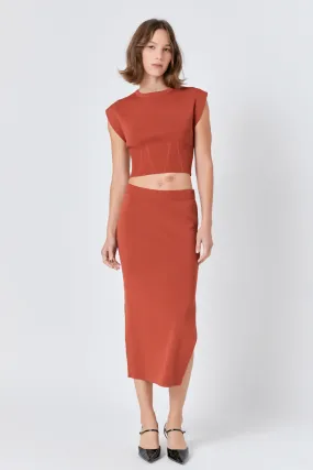 Endless Rose - Side Slit Detailed Knit Midi Skirt