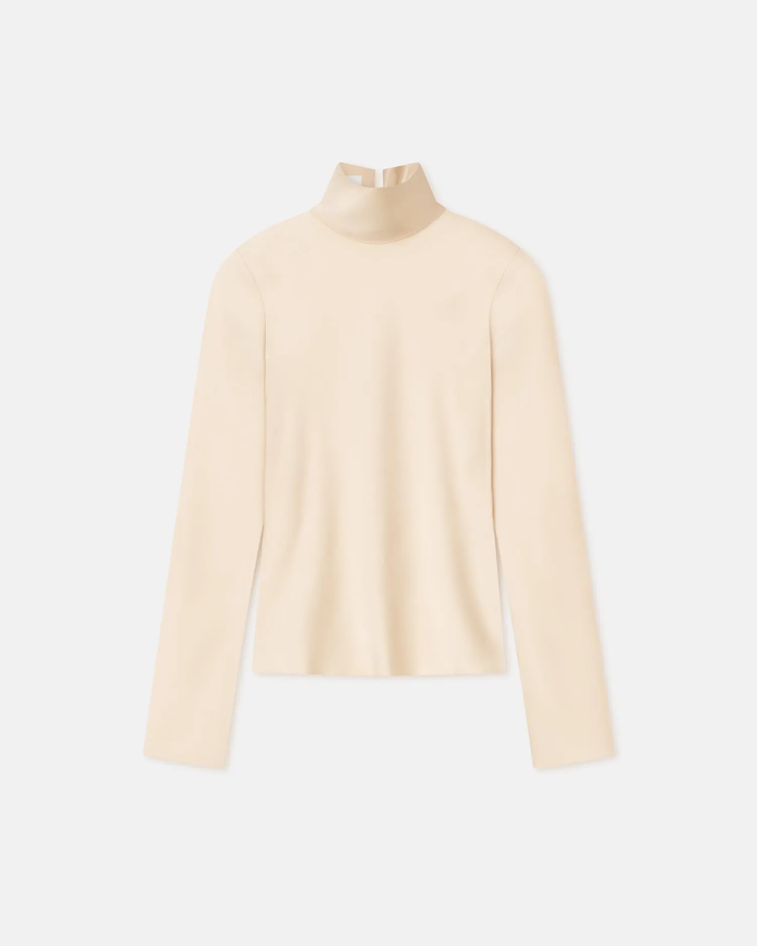 Eva - Slip Satin Turtleneck Top - Creme