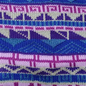 Fair Isle Pencil Skirt in Blue, Purple and Lilac Geometric Pattern