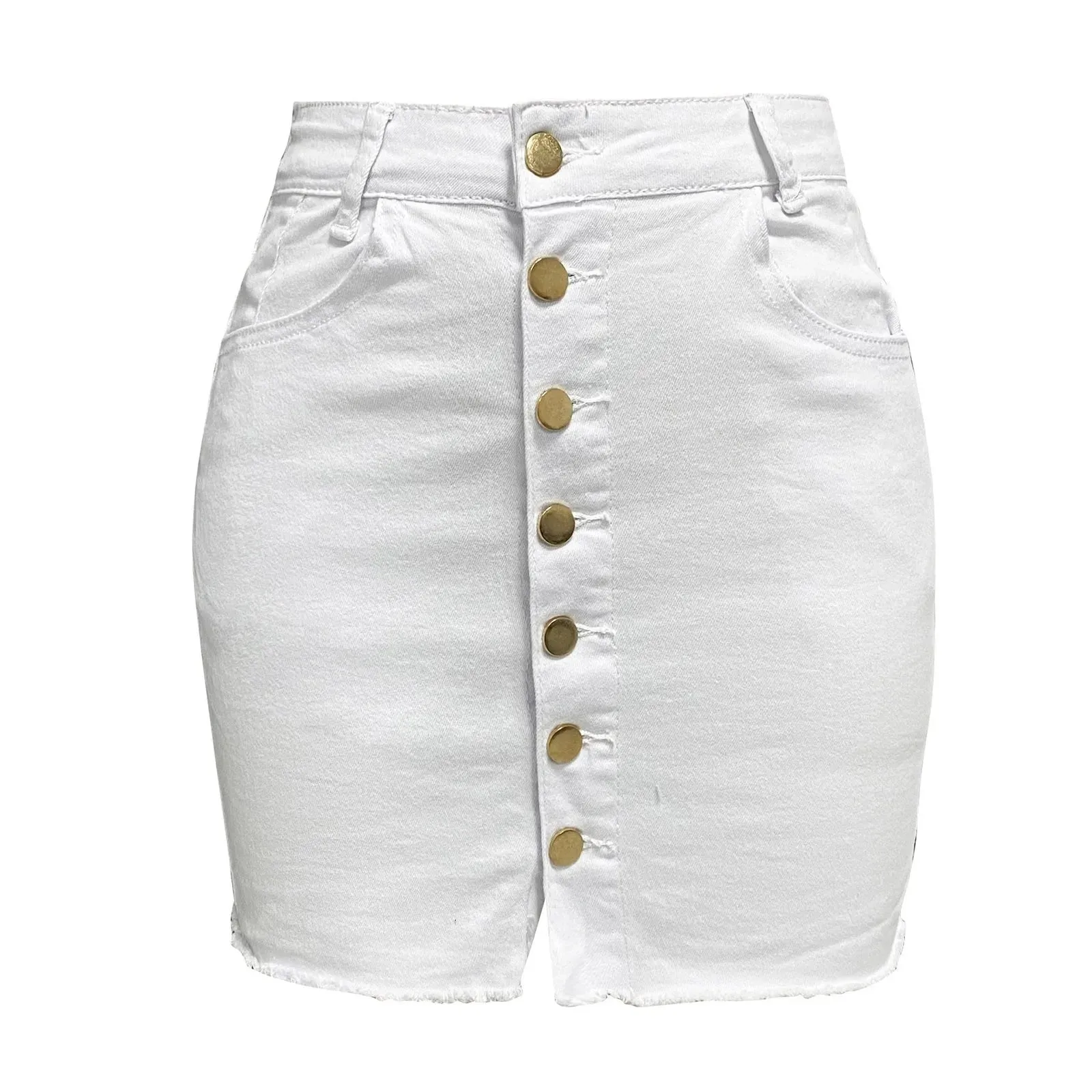 Fashion Front Buttons Push Up Short Dress Women's Skirt