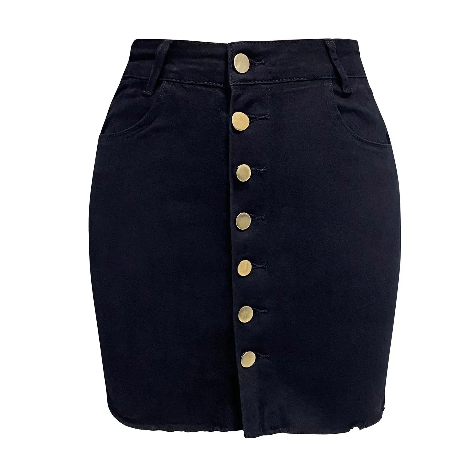 Fashion Front Buttons Push Up Short Dress Women's Skirt