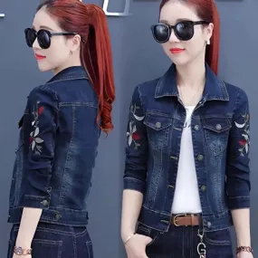 Fashionable Denim Jacket 2024 Autumn New Korean Trendy Short Slim Fit Women's Cotton Coat Top For Smooth Slimmer Silhouette