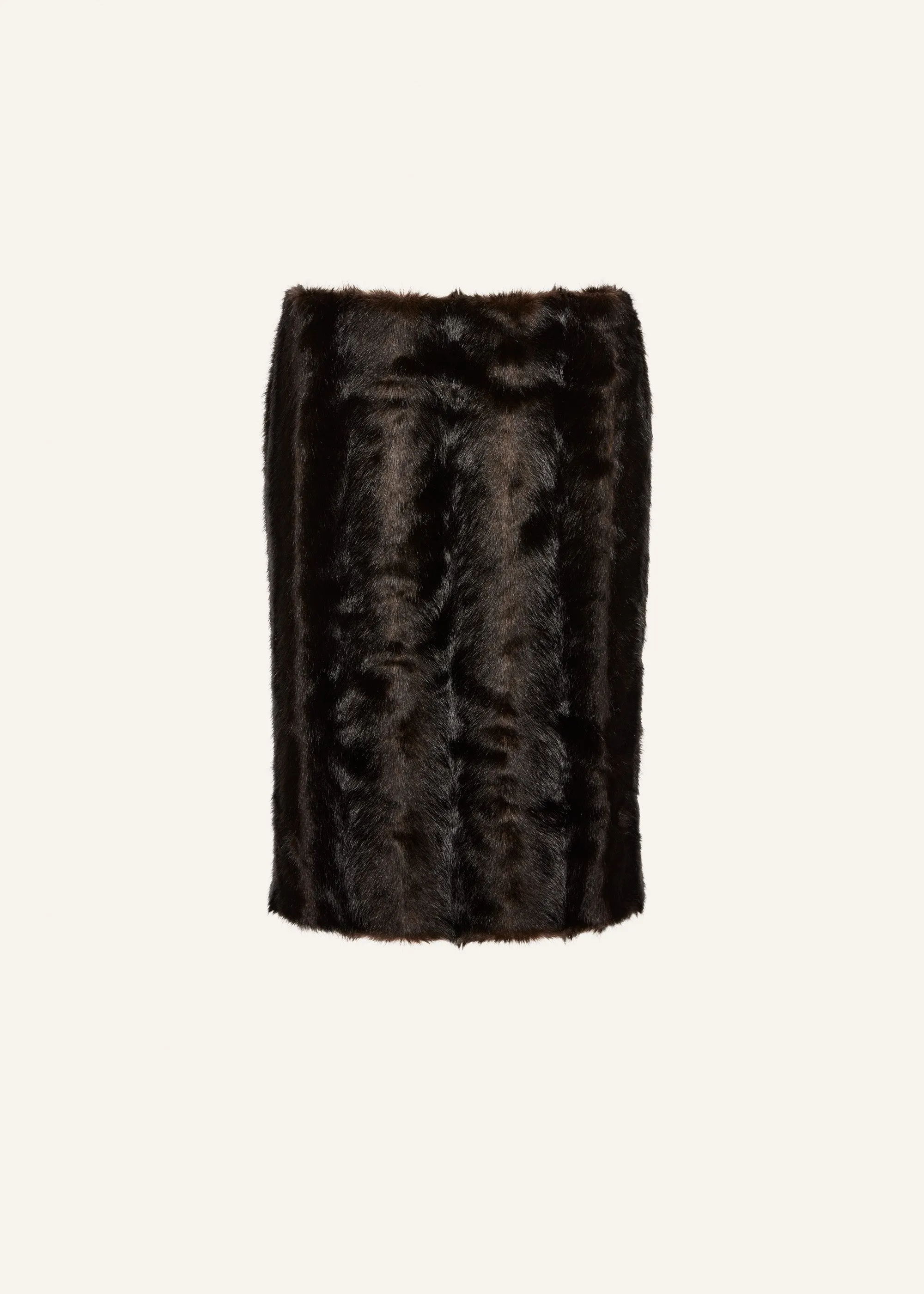 Faux-fur midi skirt in brown