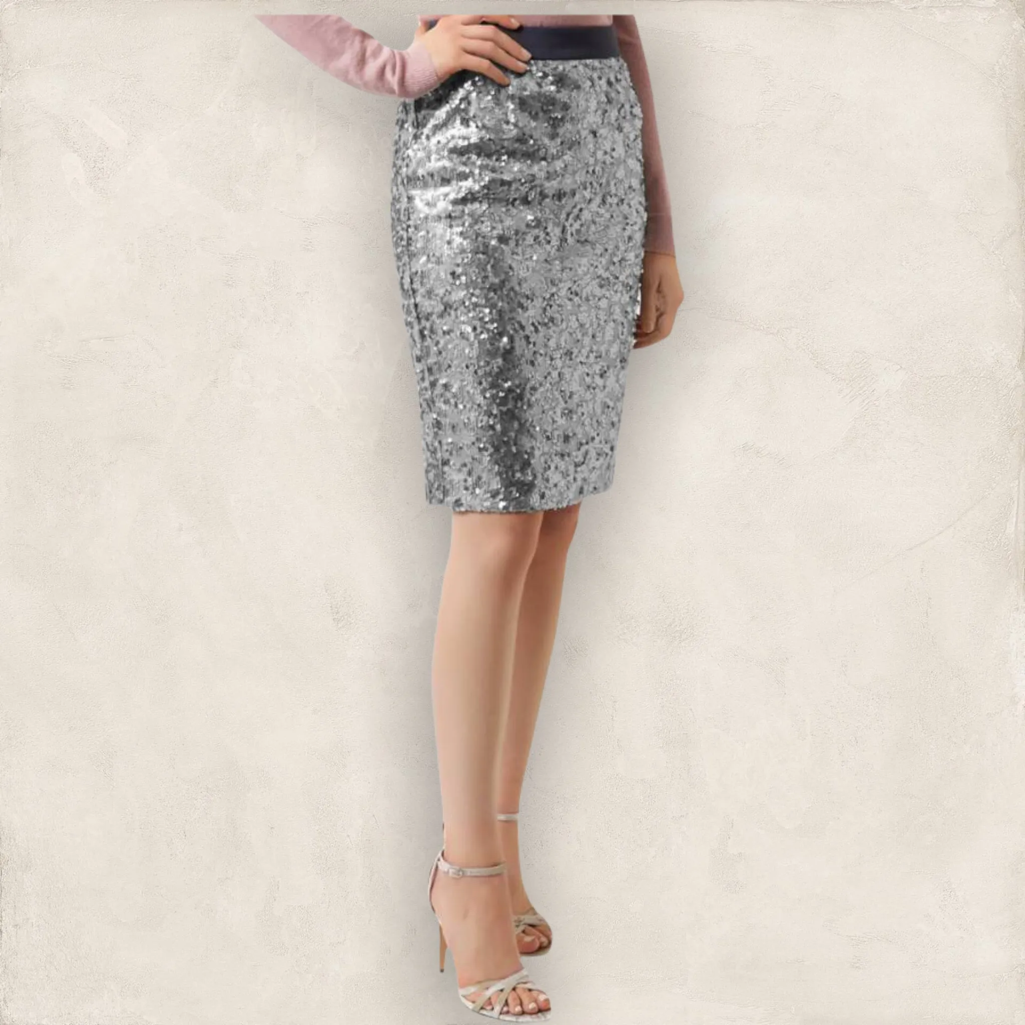 Fenn Wright Manson Caroline Skirt, Silver/Grey Sequin UK 18  US 14 EU 46