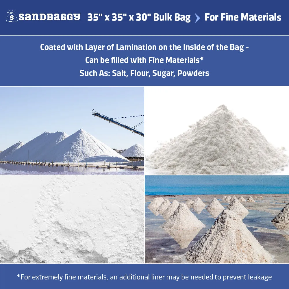 FIBC Bulk Bags - 3000 lb Capacity - 25 Cu Ft - 35" x 35" x 30"