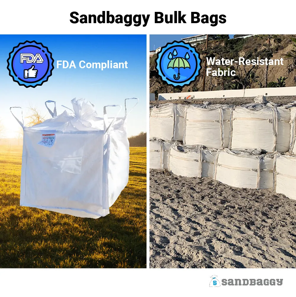 FIBC Bulk Bags - 3000 lb Capacity - 25 Cu Ft - 35" x 35" x 30"