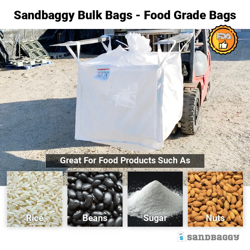 FIBC Bulk Bags - 3000 lb Capacity - 25 Cu Ft - 35" x 35" x 30"