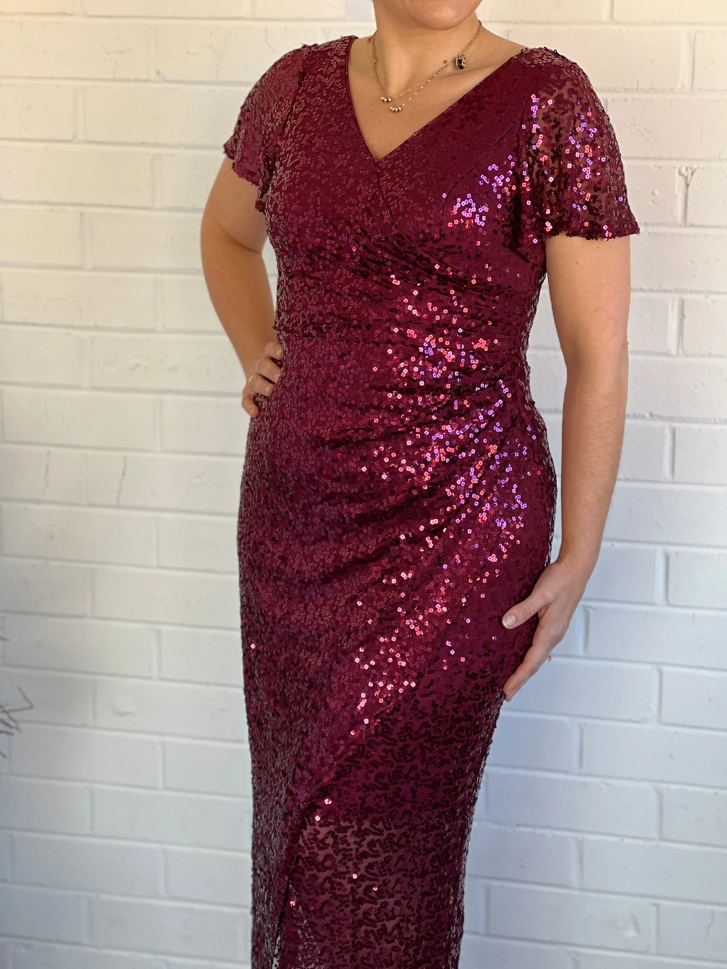 Finn Burgundy Sequin Gown