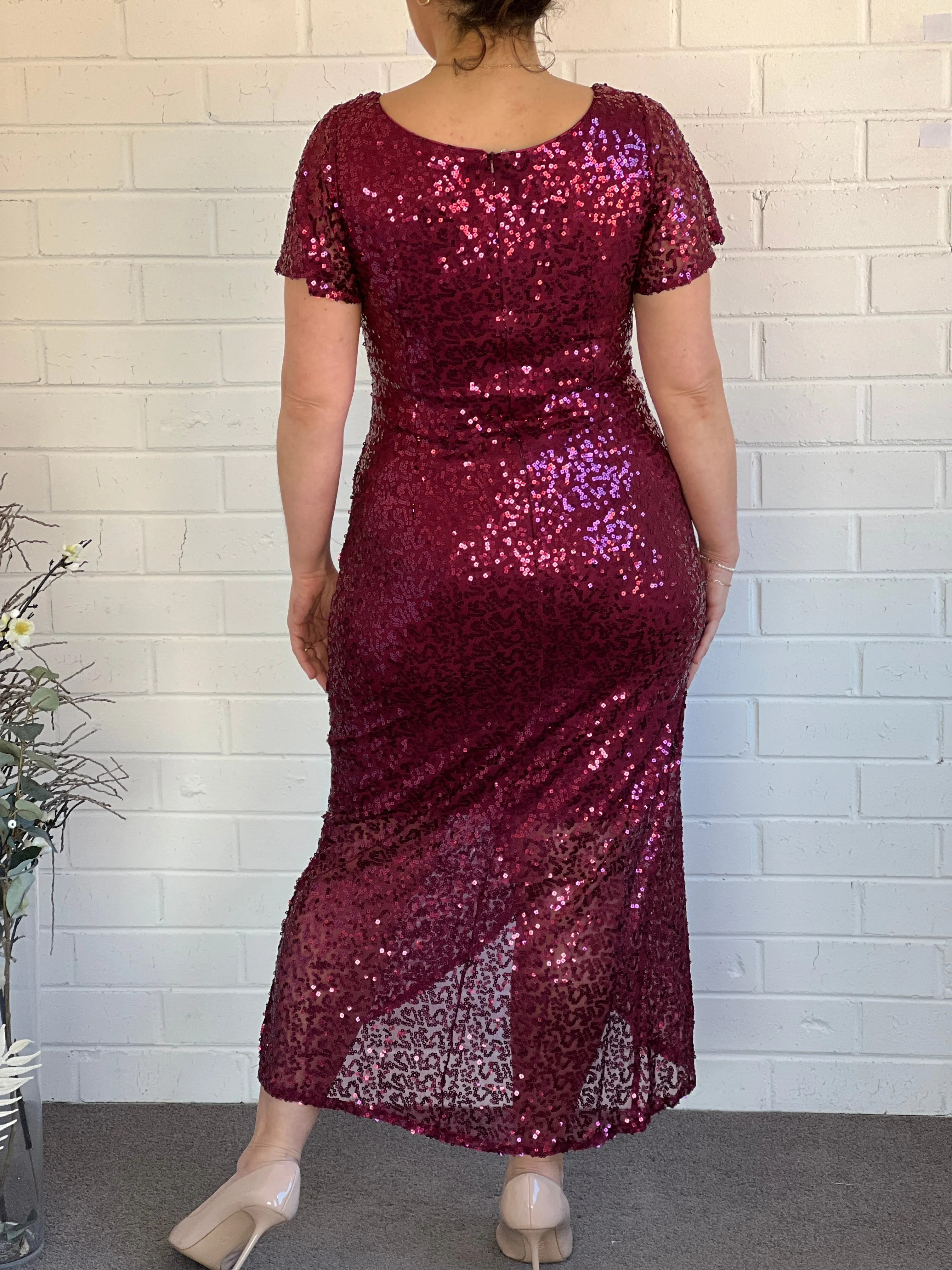 Finn Burgundy Sequin Gown