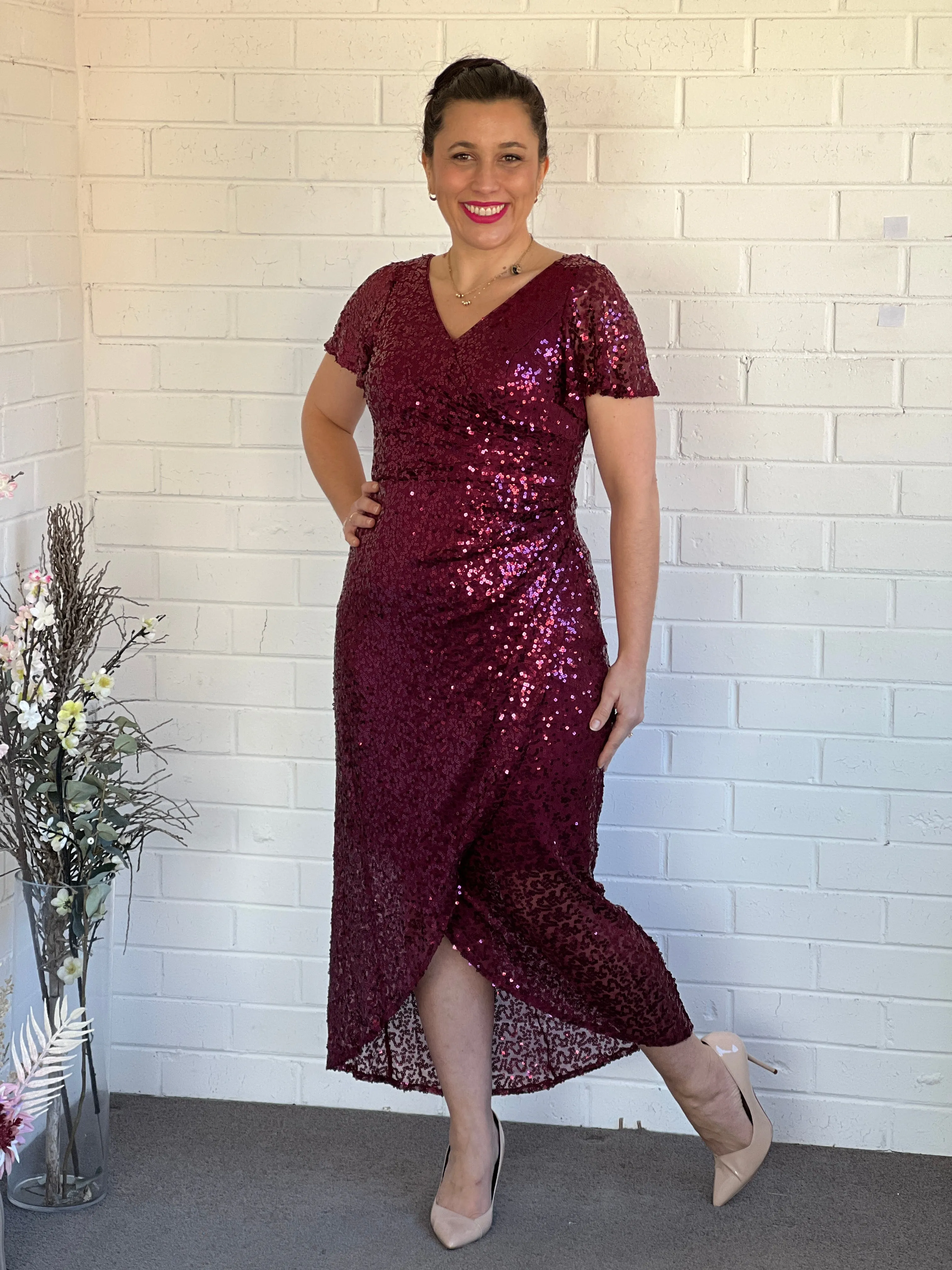 Finn Burgundy Sequin Gown