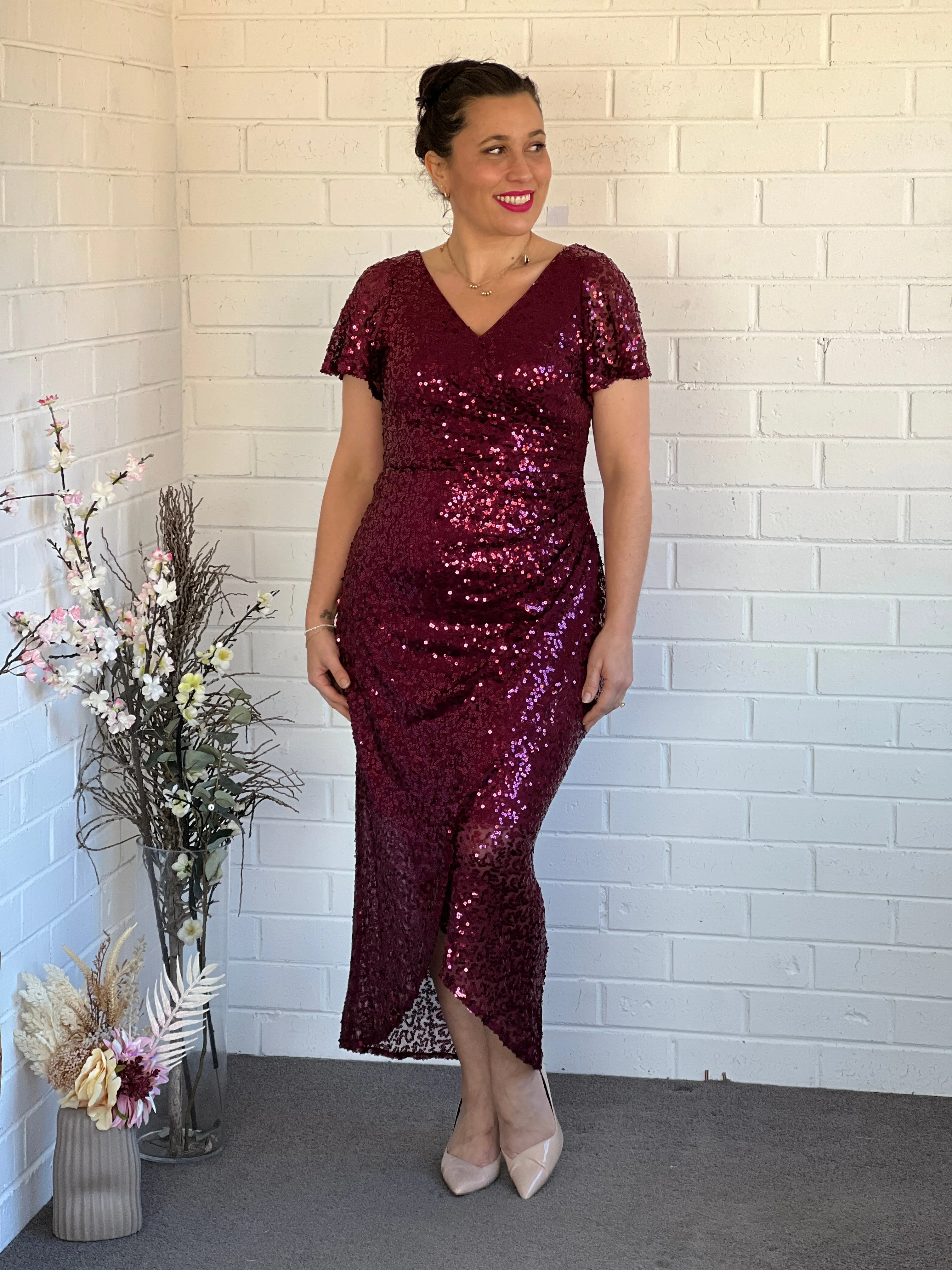 Finn Burgundy Sequin Gown