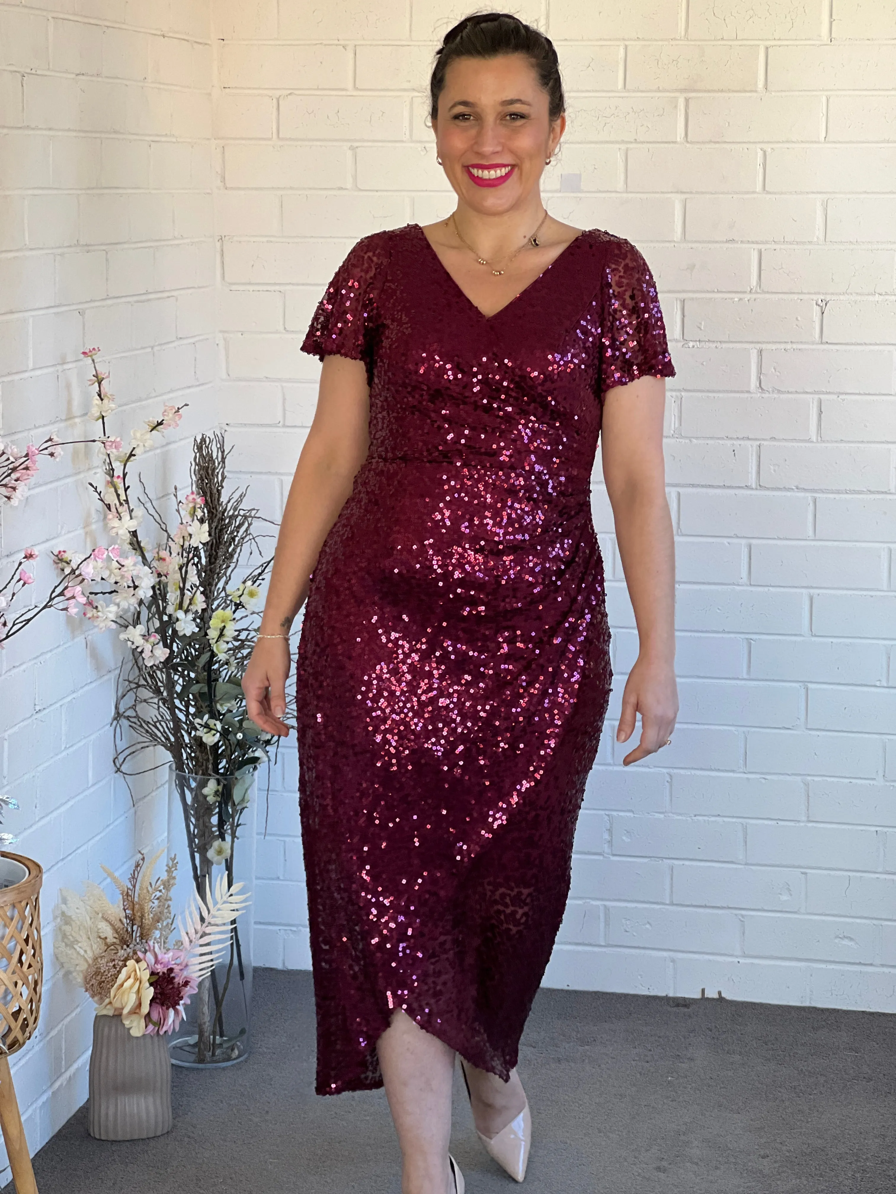 Finn Burgundy Sequin Gown