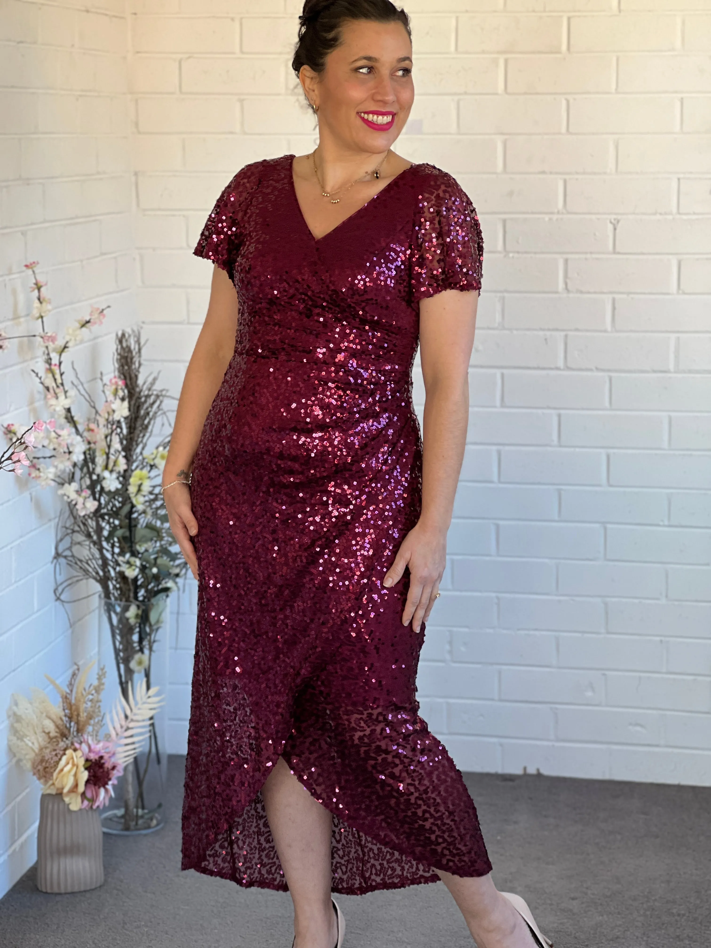 Finn Burgundy Sequin Gown