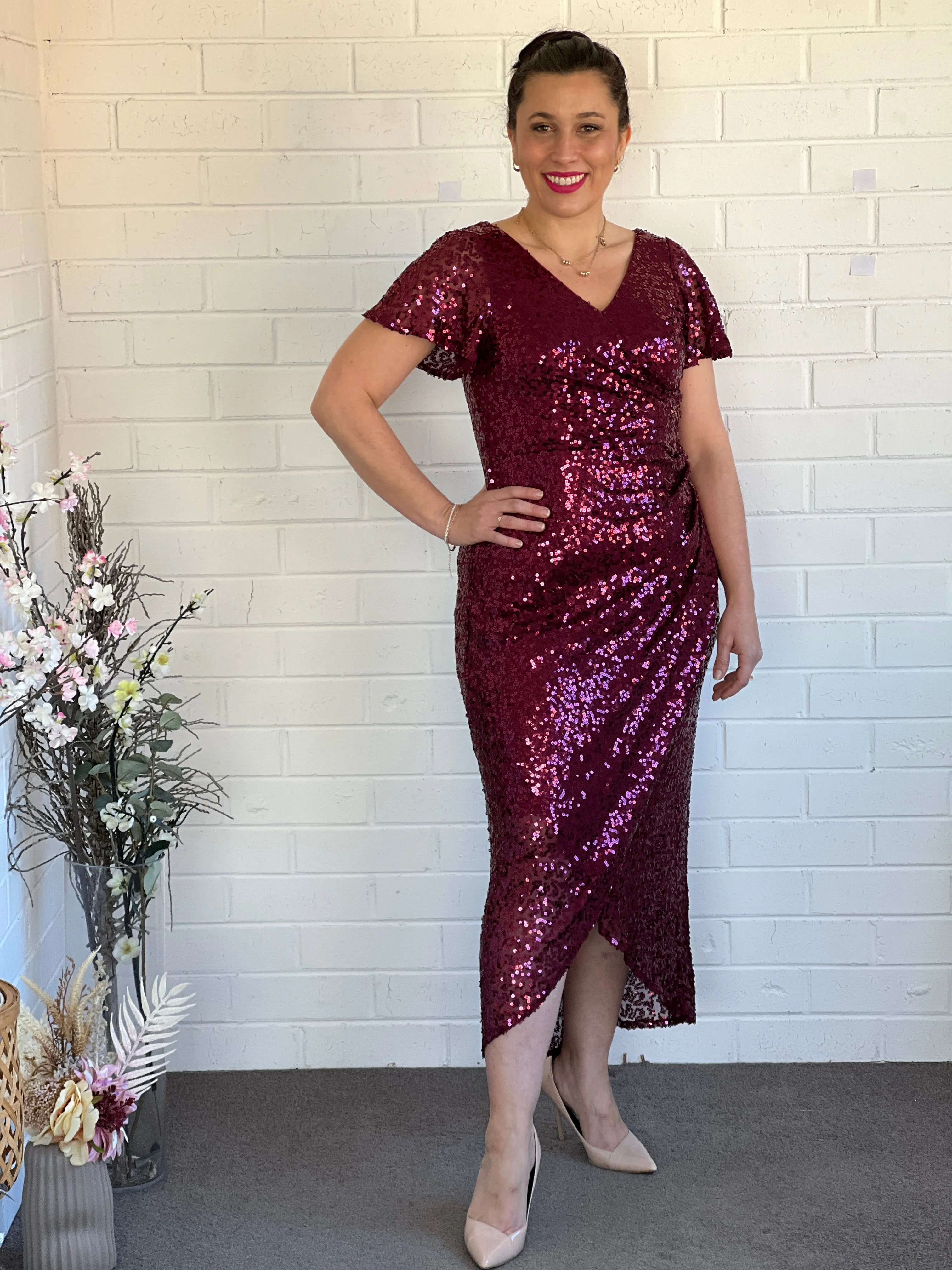 Finn Burgundy Sequin Gown