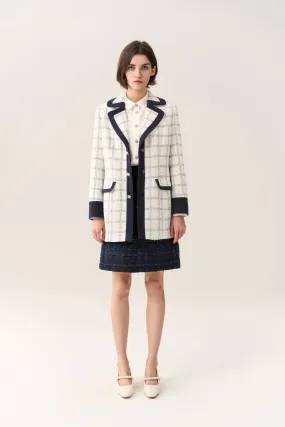 Flap-pocket Check Midi Coat