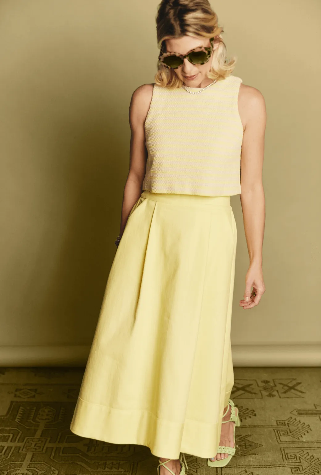 Flat Front Everyday Skirt - Yellow Topaz