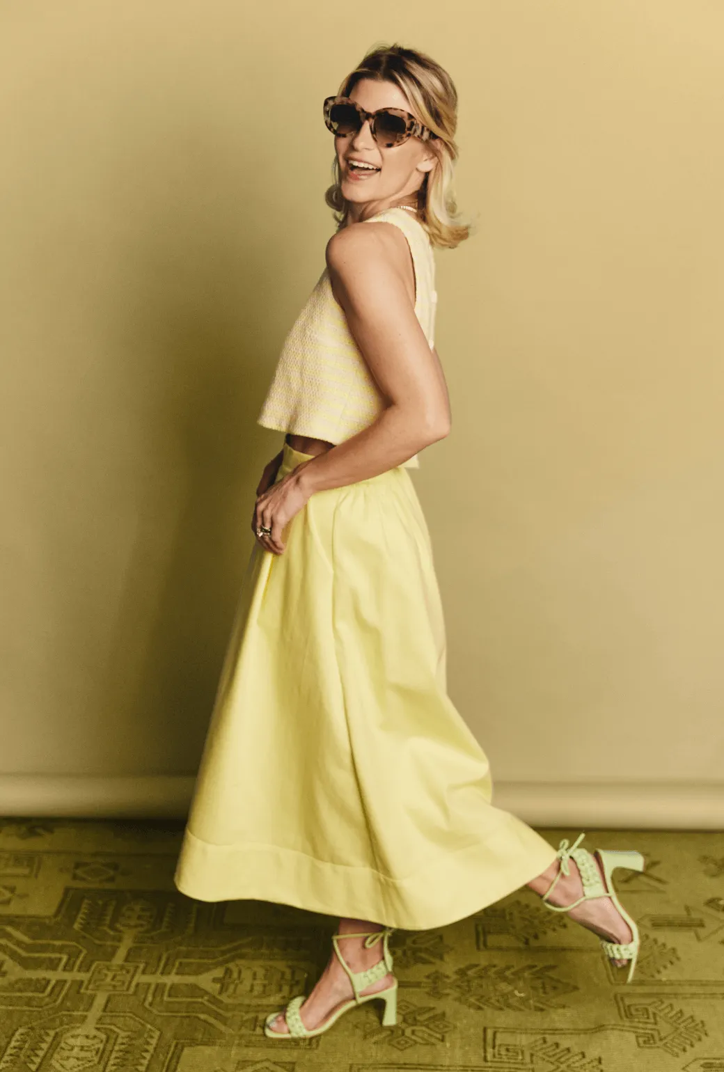 Flat Front Everyday Skirt - Yellow Topaz