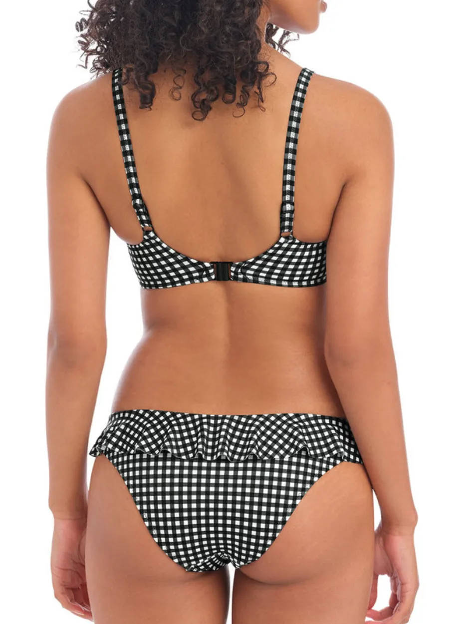 Freya Check In Underwire Sweetheart Bikini Top, Black and White | Check In Freya Bikini Tops | Monochrome Check Sweatheart Bikini Top