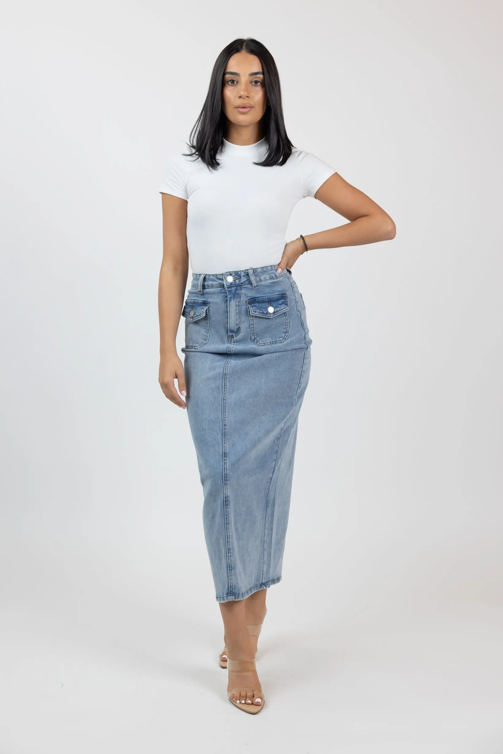 Front Pocket Light Maxi Skirt