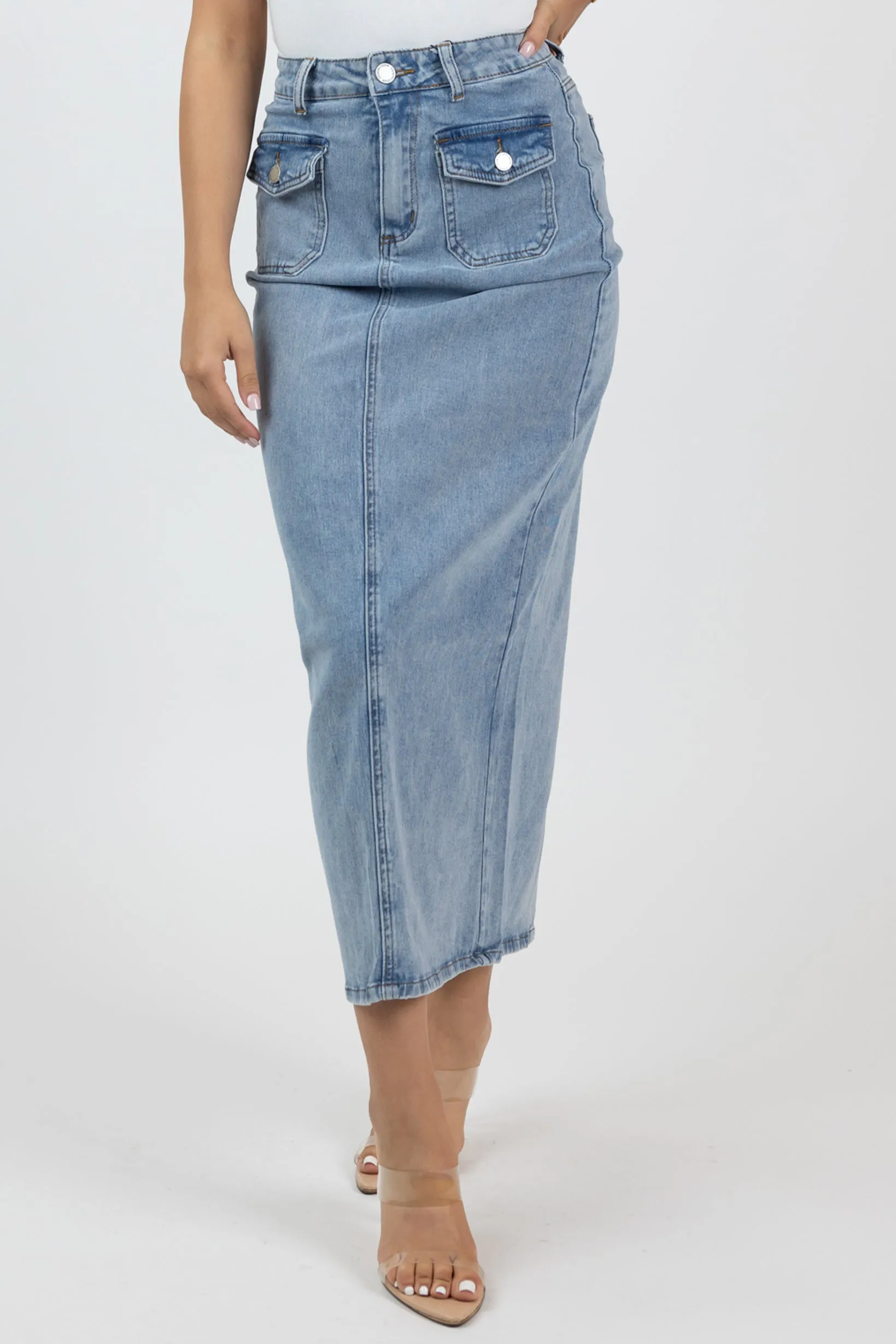 Front Pocket Light Maxi Skirt