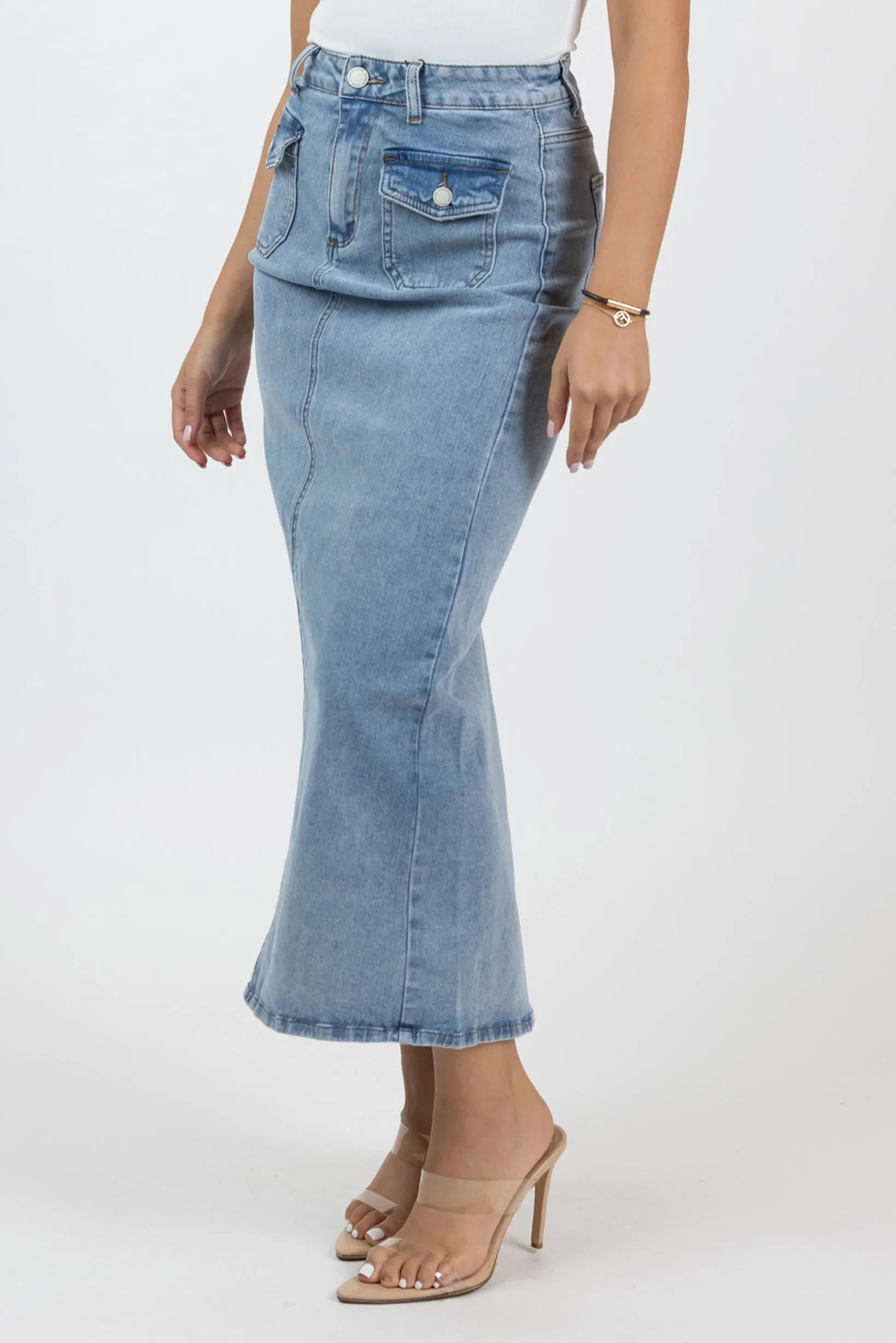 Front Pocket Light Maxi Skirt