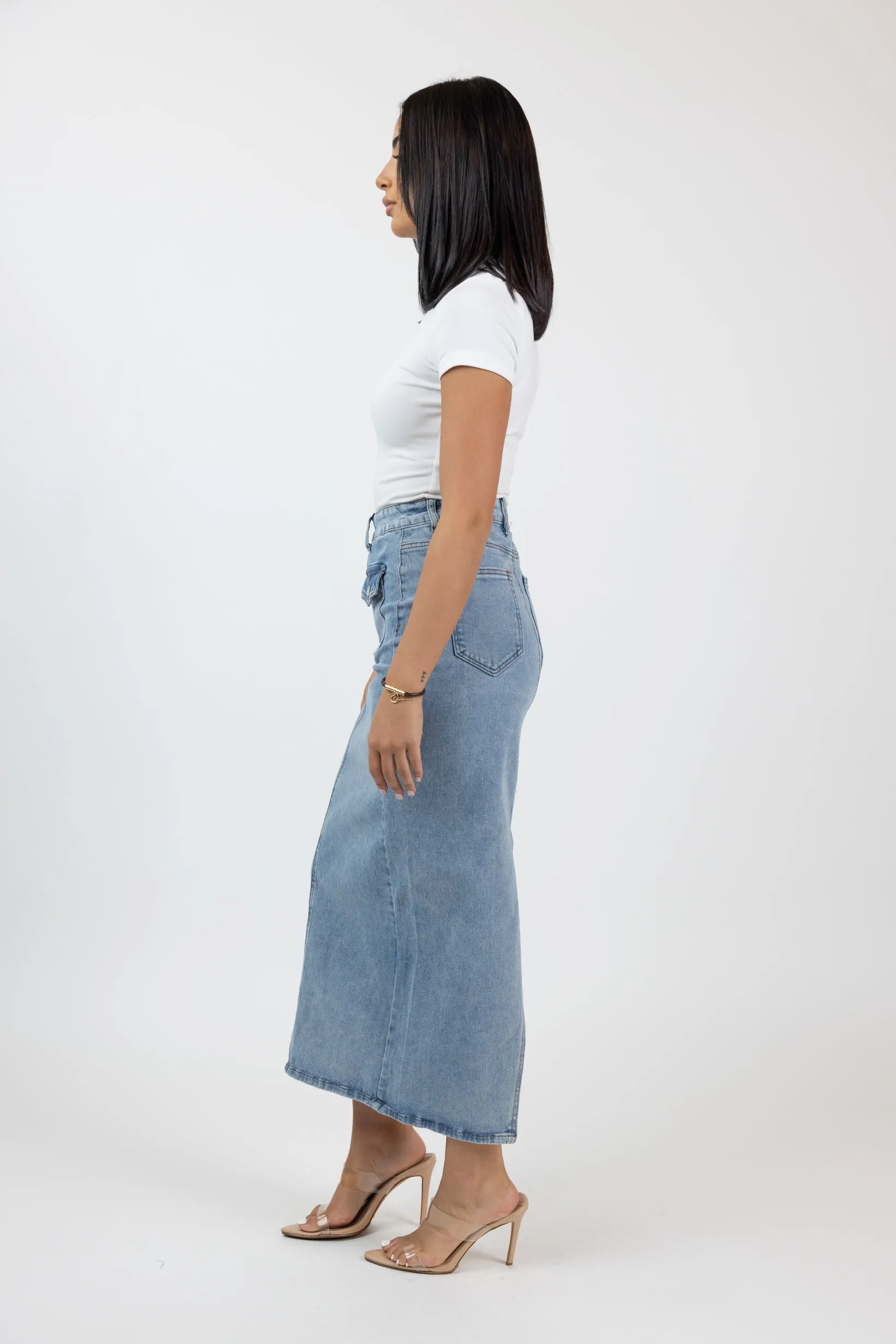 Front Pocket Light Maxi Skirt