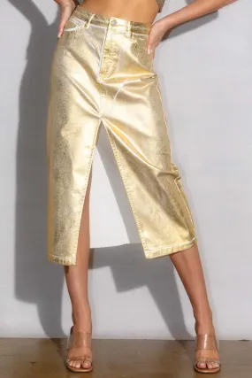 Gold Foil Midi Skirt