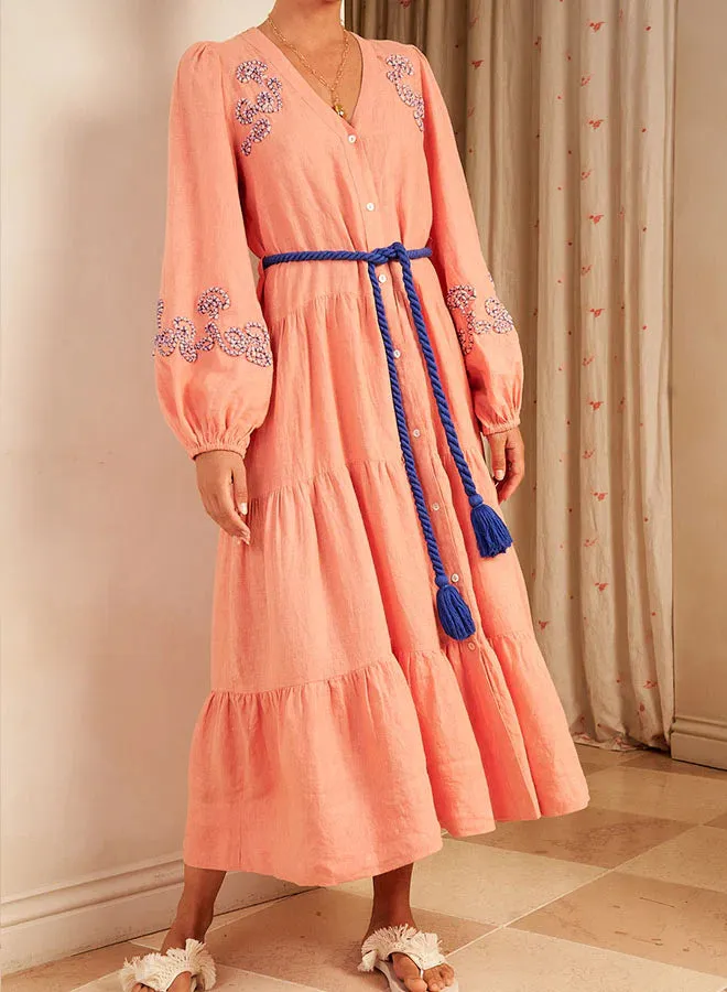 HANNAH LARISSA DRESS CORAL